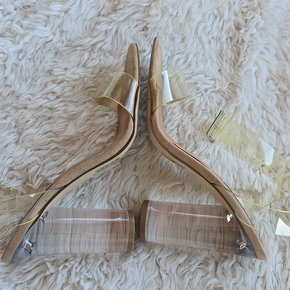 Steve Madden Clearer Clear Strappy Round Heel Dress Shoes US 7.5 - Picture 6 of 8